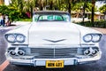Beautiful front view of an Chevrolet antique white car