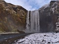 Beautiful front view of stunning waterfall SkÃÂ³gafoss, a popular tourist destination on the south coast of Iceland. Royalty Free Stock Photo