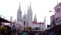 Beautiful front view of the world famous basilica of Our Lady of Good Health in velankanni.