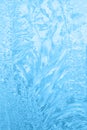 beautiful frost patterns on window, festive background Royalty Free Stock Photo