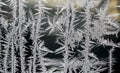 beautiful frosty patterns on the window glass Royalty Free Stock Photo