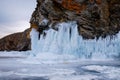 A beautiful frozen ais view at Lake Baikal during winter Royalty Free Stock Photo