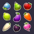 Beautiful fruits, berries and vegetables stickers