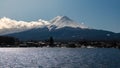 Beautiful Fuji mountain with snow and Kawaguchiko lake japanese landscape Royalty Free Stock Photo