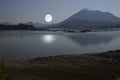 Beautiful full moon and reflection in the river Royalty Free Stock Photo