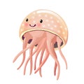 Beautiful funny cartoon jellyfish, with tentacles. Colorful jellyfish. Royalty Free Stock Photo