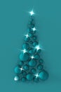 Beautiful futuristic christmas tree made of blue balls. 3d render