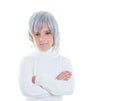 Beautiful futuristic kid girl futuristic child with gray hair