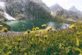 Beautiful Gadsar lake at Kashmir Great lakes trek in hill station of Sonamarg Royalty Free Stock Photo