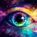 Beautiful galaxy colored eye, illustration
