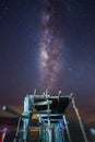 Beautiful Galaxy Star Bridge milky way with wooden jetty