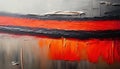 beautiful gallery oil painting, red, jade, orange and grey, sharp lines and blended tones background,generated with AI. Royalty Free Stock Photo