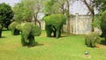 Topiary elephant group in the park