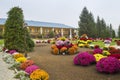 Beautiful garden  in the courtyard of Hincu monastery Royalty Free Stock Photo