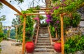 Beautiful garden near castle Brown in Portofino, Liguria, Italy