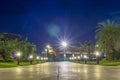 beautiful garden walkway with lamps at night, Thailand Royalty Free Stock Photo