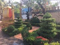 Beautiful garden at the Wat Preah Prom Rath temple in Siem Reap, Cambodia