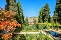 Beautiful gardens and park at Alhambra Palace in Granada. Andalusia, Spain Royalty Free Stock Photo