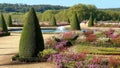 The beautiful gardens at Versailles Castle in Paris - CITY OF PARIS, FRANCE - SEPTEMBER 05, 2023 Royalty Free Stock Photo