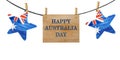 Beautiful garland with small Australian Flags. Closeup