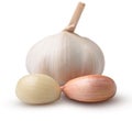 Beautiful garlic with segments isolated on white background,