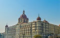 Beautiful Gateway of India near Taj Palace hotel on the Mumbai harbour with many jetties on Arabian sea Royalty Free Stock Photo