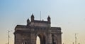 Beautiful Gateway of India near Taj Palace hotel on the Mumbai harbour with many jetties on Arabian sea Royalty Free Stock Photo