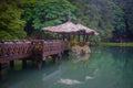 Beautiful gazebo in the middle of the lake in Alishan Park Royalty Free Stock Photo