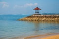 Beautiful gazebo pavilion on the beach Benoa. Bali, Indonesia.Tanjung Benoa. Nusa Dua. Royalty Free Stock Photo