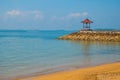 Beautiful gazebo pavilion on the beach Benoa. Bali, Indonesia.Tanjung Benoa. Nusa Dua. Royalty Free Stock Photo