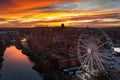 Beautiful Gdansk city over the Motlawa river at sunset. Poland Royalty Free Stock Photo