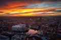 Beautiful Gdansk city over the Motlawa river at sunset. Poland Royalty Free Stock Photo