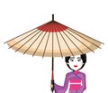 Beautiful geisha japan character with umbrella