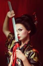 Beautiful geisha in kimono Royalty Free Stock Photo