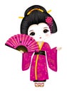 Vector Beautiful Geisha in Pink Kimono