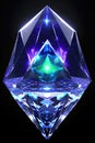 Beautiful gemstone isolated on black background, shiny sparkling trasnparent crystal illustration. Generative Ai Royalty Free Stock Photo