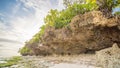 Beautiful gentle nature of the Philippines. The island of Bohol. A beach with sloping cliffs. Anda. Poblacion village. Royalty Free Stock Photo