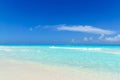 Beautiful gentle wave at tropical beach with clear sky