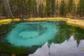 Beautiful Geyser Lake with blue clay in autumn, Altai,Russia Royalty Free Stock Photo