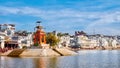 Beautiful ghats on Pushkar Lake in Rajasthan, India. Royalty Free Stock Photo