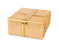 Beautiful Gift box in gold wrapping paper Royalty Free Stock Photo