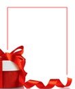 Beautiful gift box with red bow and ribbons. Royalty Free Stock Photo