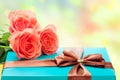 Beautiful gift box and roses