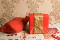 Beautiful gift boxes for christmas. Beautifully packaged gift boxes. surprise under the tree Royalty Free Stock Photo