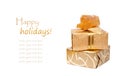 Beautiful gift boxes in gold paper with a silk rose Royalty Free Stock Photo