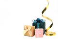 Beautiful gift boxes and a serpentine ribbon