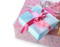 Beautiful gift boxes on white background Royalty Free Stock Photo