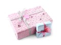 Beautiful gift boxes on white background Royalty Free Stock Photo