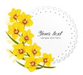 Beautiful gift card with yellow flowers. Royalty Free Stock Photo