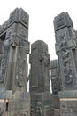 Beautiful gigantic bas relief art structure of the Chronical of Georgia on the rainy day